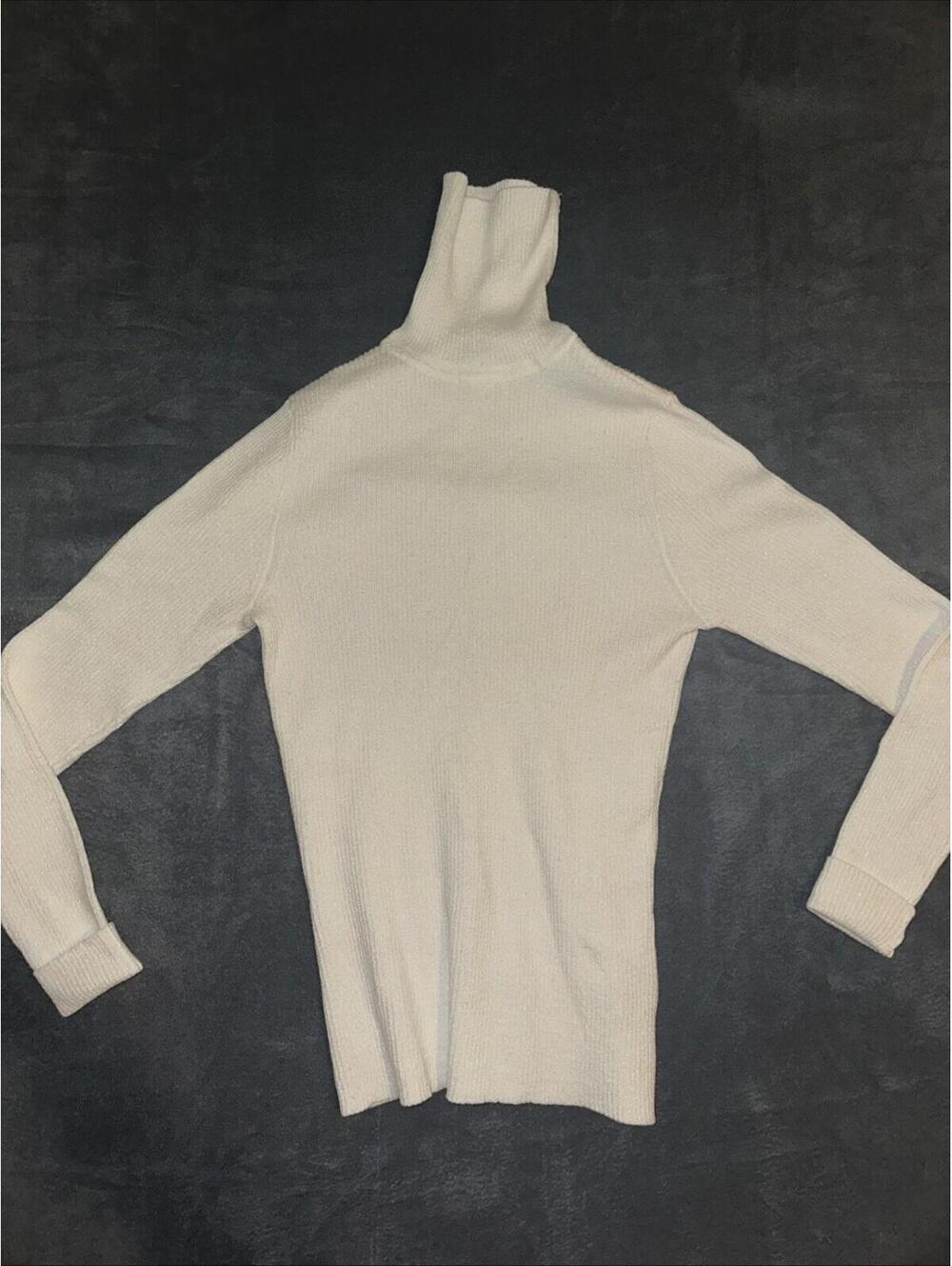 Worthington  turtleneck  Sweater Womens Size S Glittery White Pullover Vintage
